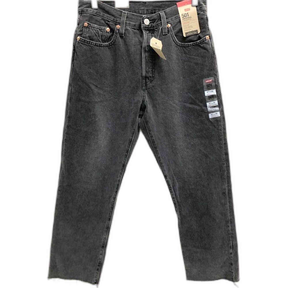 Levi's Charcoal Gray 501 Women's Original Cropped Straight Jeans - Size 27X26 -